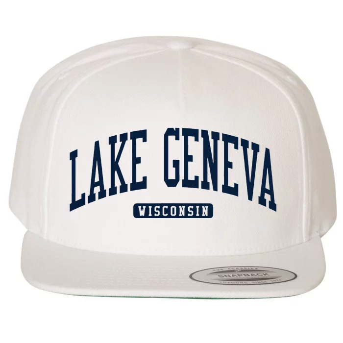 Lake Geneva Wisconsin Wi College University Style Wool Snapback Cap