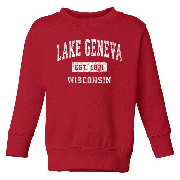 Lake Geneva Wisconsin Wi Vintage Established Sports Design Toddler Sweatshirt