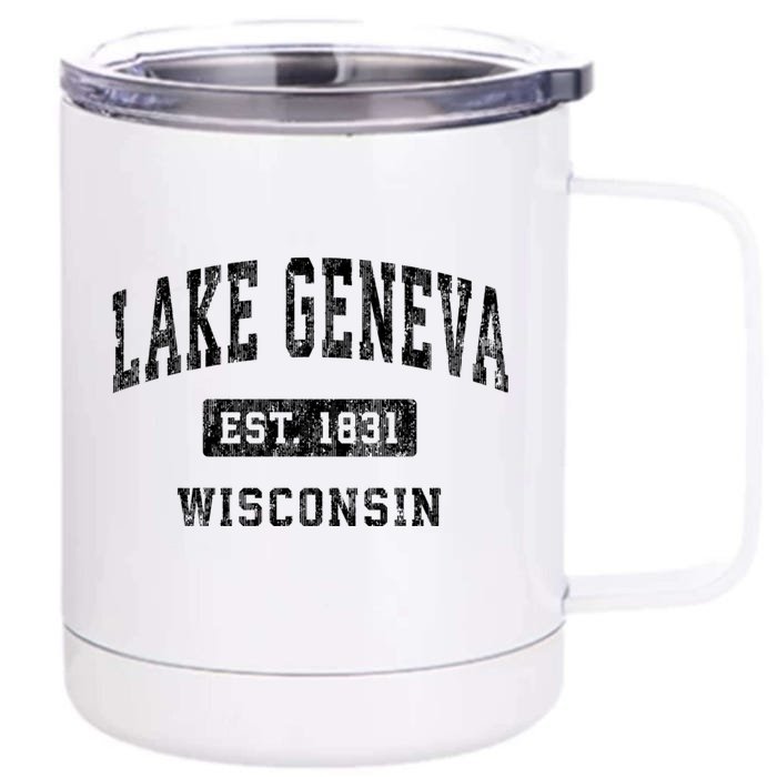 Lake Geneva Wisconsin Wi Vintage Established Sports Design Front & Back 12oz Stainless Steel Tumbler Cup