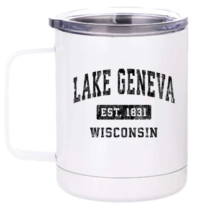 Lake Geneva Wisconsin Wi Vintage Established Sports Design Front & Back 12oz Stainless Steel Tumbler Cup