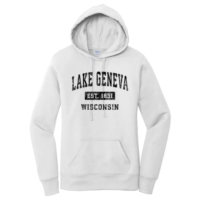 Lake Geneva Wisconsin Wi Vintage Established Sports Design Women's Pullover Hoodie