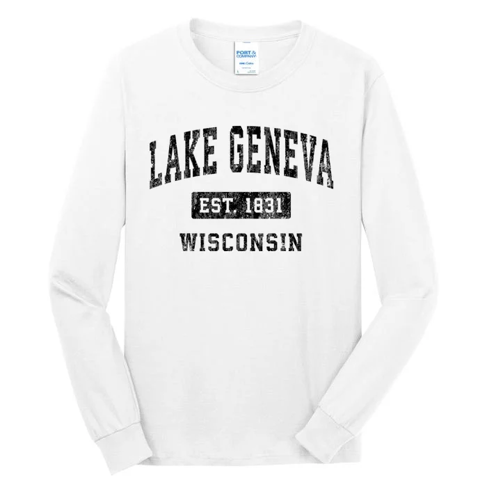 Lake Geneva Wisconsin Wi Vintage Established Sports Design Tall Long Sleeve T-Shirt