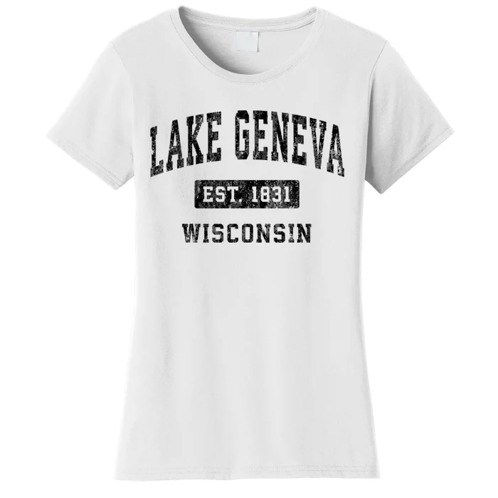 Lake Geneva Wisconsin Wi Vintage Established Sports Design Women's T-Shirt