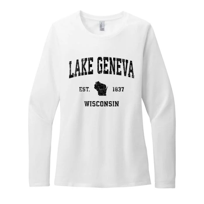 Lake Geneva Wisconsin Wi Vintage Established Sports Design Womens CVC Long Sleeve Shirt