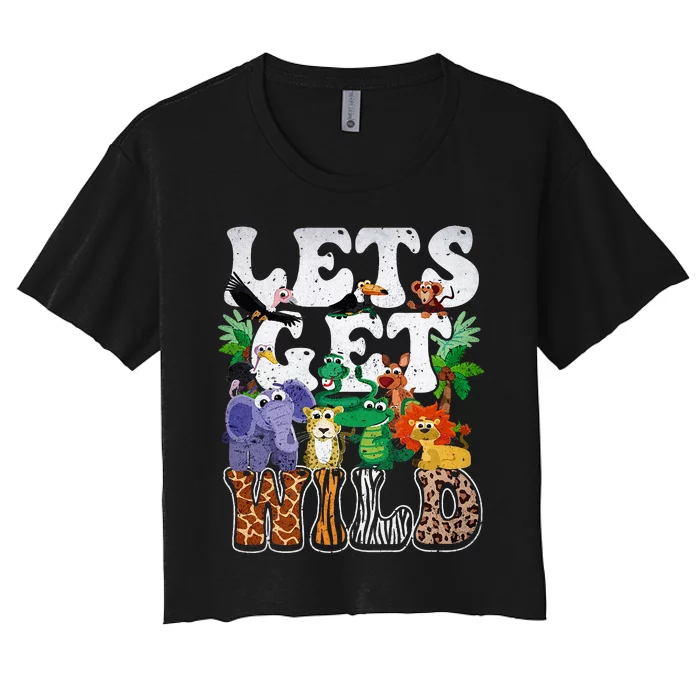 Lets Get Wild Print African Animal ZooKeeper Safari Party Women's Crop Top Tee