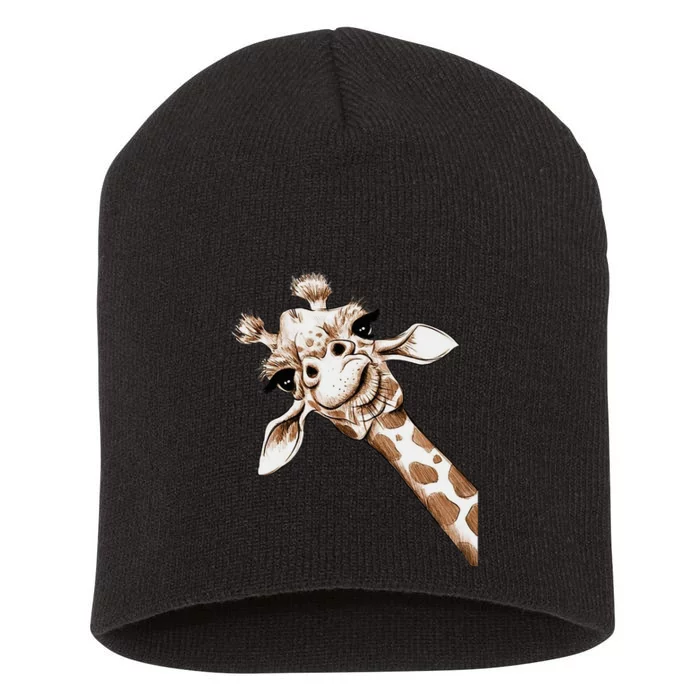 Love Giraffe Women Wildlife Giraffe Lovers Short Acrylic Beanie