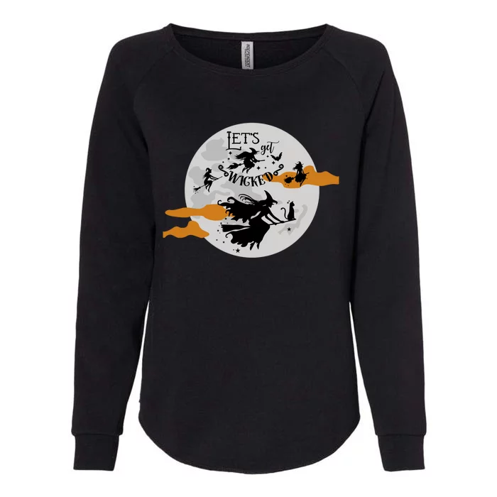 Lets Get Wicked Moon Flying Witches Cute Gift Womens California Wash Sweatshirt