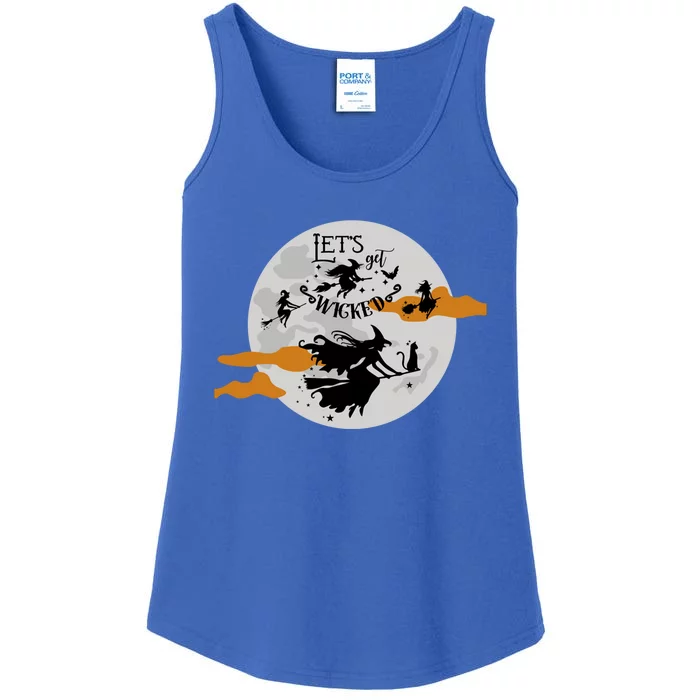 Lets Get Wicked Moon Flying Witches Cute Gift Ladies Essential Tank