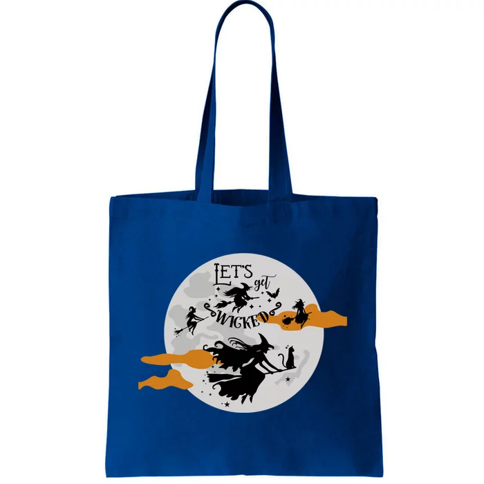 Lets Get Wicked Moon Flying Witches Cute Gift Tote Bag