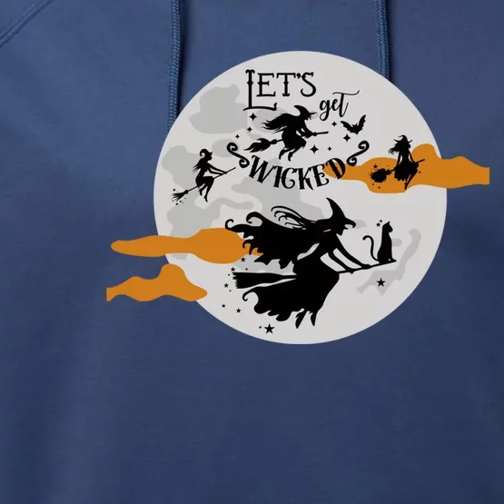 Lets Get Wicked Moon Flying Witches Cute Gift Performance Fleece Hoodie