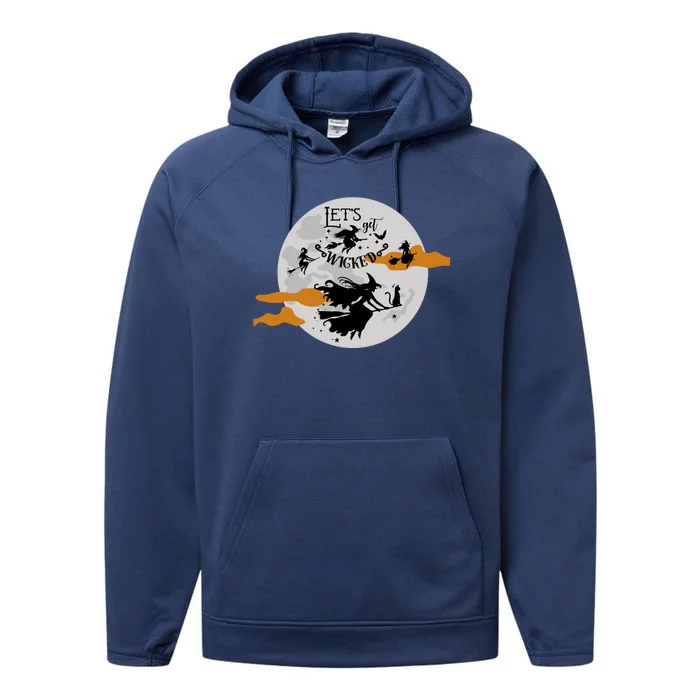 Lets Get Wicked Moon Flying Witches Cute Gift Performance Fleece Hoodie