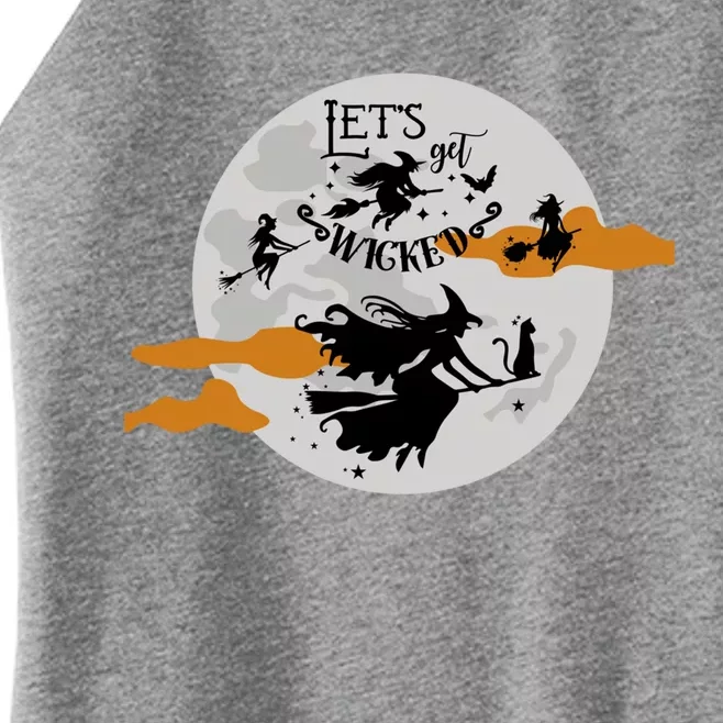 Lets Get Wicked Moon Flying Witches Cute Gift Women’s Perfect Tri Rocker Tank