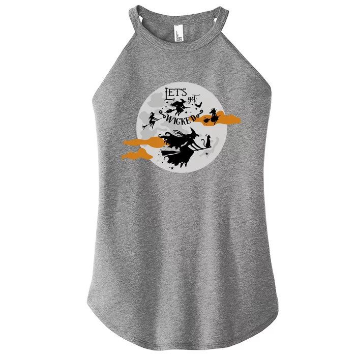 Lets Get Wicked Moon Flying Witches Cute Gift Women’s Perfect Tri Rocker Tank