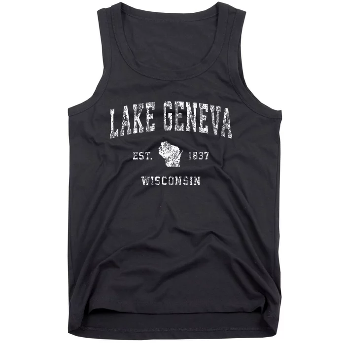 Lake Geneva Wisconsin Wi Vintage Athletic Sports Design Tank Top