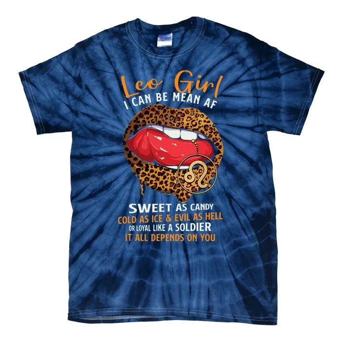 Leo Girl Zodiac Sign Sweet As Candy Leopard Lip Tie-Dye T-Shirt