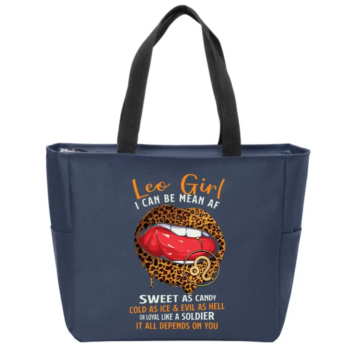 Leo Girl Zodiac Sign Sweet As Candy Leopard Lip Zip Tote Bag