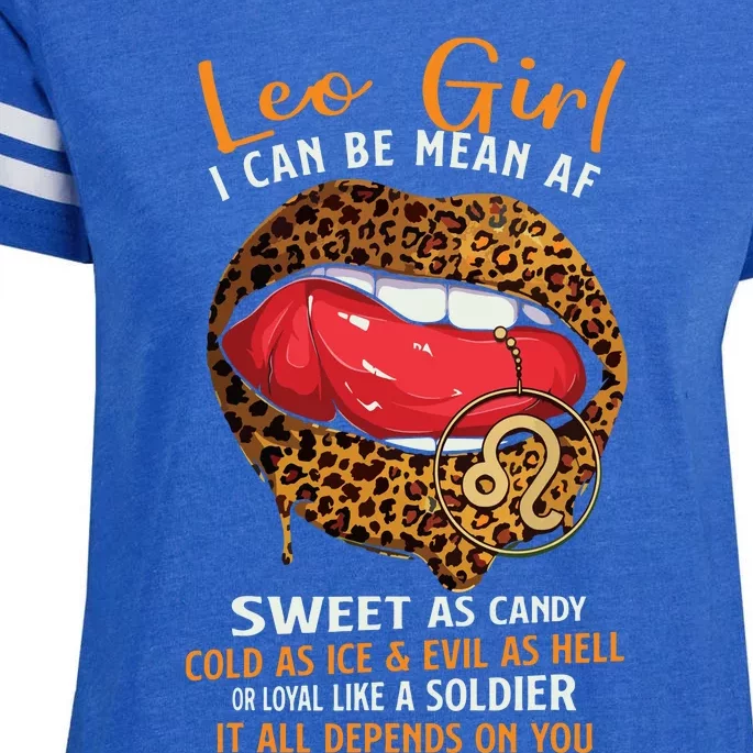 Leo Girl Zodiac Sign Sweet As Candy Leopard Lip Enza Ladies Jersey Football T-Shirt