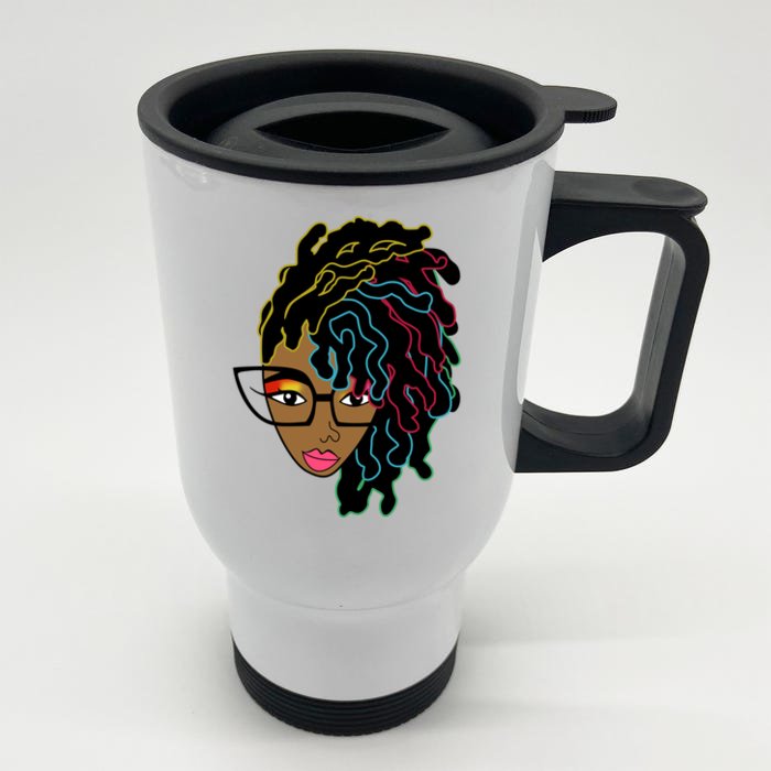 Locd Hair African American Black Pride Gift Front & Back Stainless Steel Travel Mug