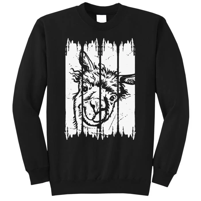 Llama Head Alpaca Llama Farmer Llama Farm Llama Tall Sweatshirt