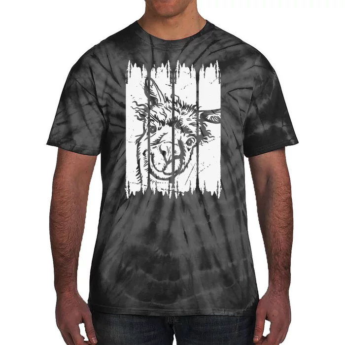 Llama Head Alpaca Llama Farmer Llama Farm Llama Tie-Dye T-Shirt