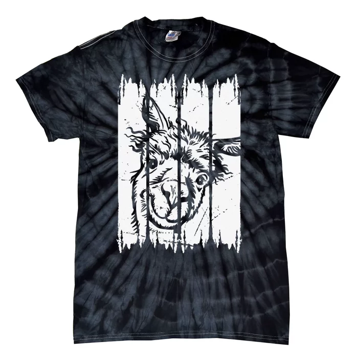 Llama Head Alpaca Llama Farmer Llama Farm Llama Tie-Dye T-Shirt