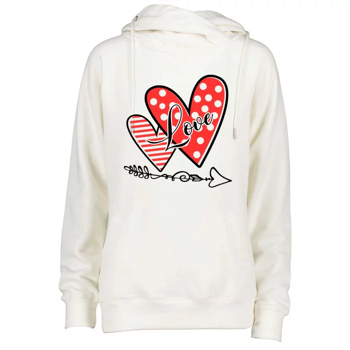 Love Heart Arrow Valentine's Day Gift Womens Funnel Neck Pullover Hood