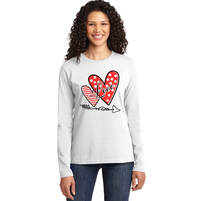 Love Heart Arrow Valentine's Day Gift Ladies Long Sleeve Shirt