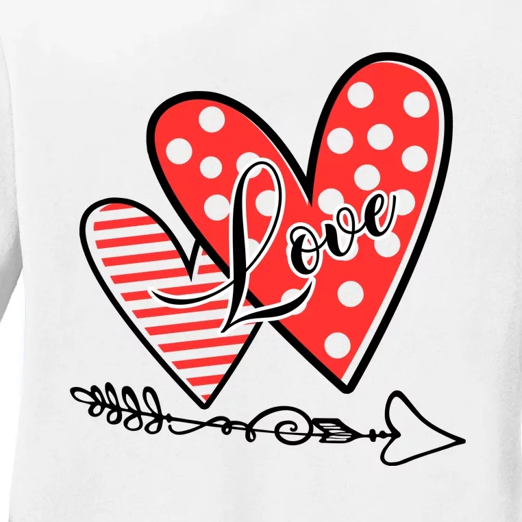 Love Heart Arrow Valentine's Day Gift Ladies Long Sleeve Shirt