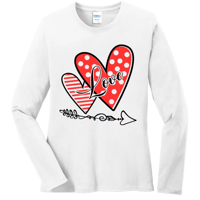 Love Heart Arrow Valentine's Day Gift Ladies Long Sleeve Shirt