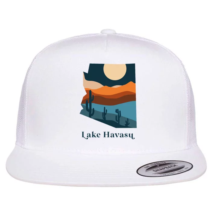 Lake Havasu Arizona Desert Style Boho AZ Landscape Flat Bill Trucker Hat