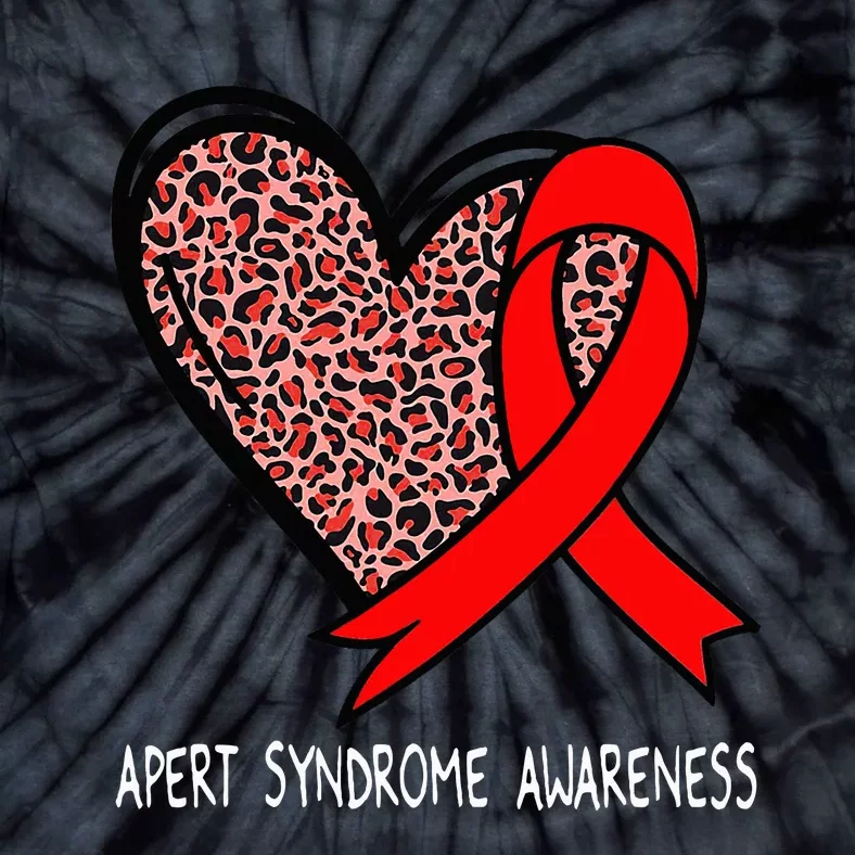 Leopard Heart Apert Syndrome Awareness Red Ribbon Tie-Dye T-Shirt