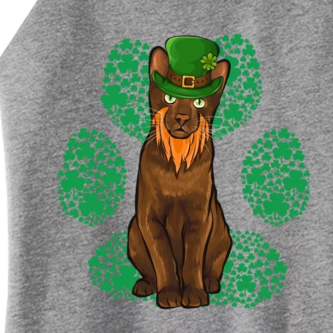 Leprechaun Havana Brown St Patricks Day Shamrock Paw Gift Women’s Perfect Tri Rocker Tank