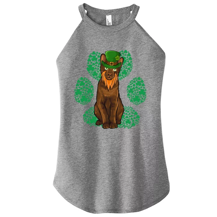 Leprechaun Havana Brown St Patricks Day Shamrock Paw Gift Women’s Perfect Tri Rocker Tank