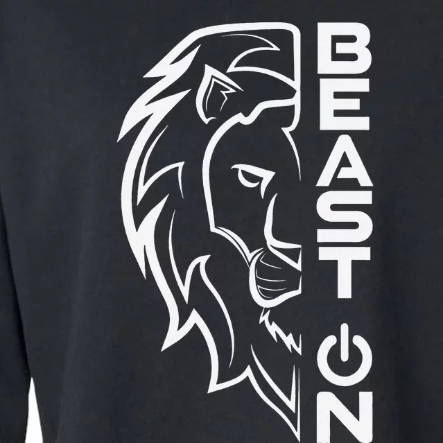 Lion Head Beast On Gym Workout Bodybuilding Fitness Training Cropped Pullover Crew