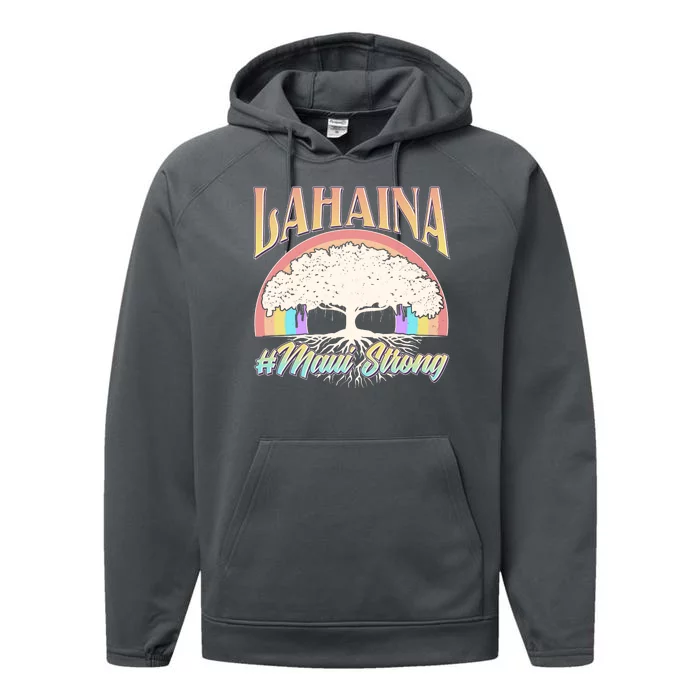 Lahaina Hawaii Banyan Tree #Maui Strong Performance Fleece Hoodie