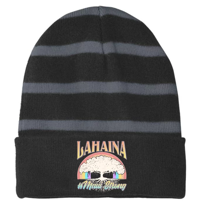 Lahaina Hawaii Banyan Tree #Maui Strong Striped Beanie with Solid Band