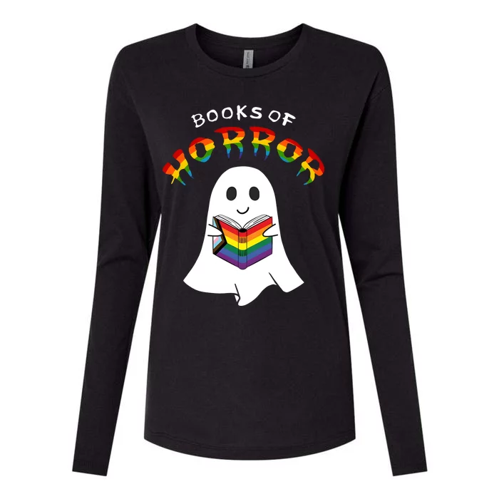 Lgbt Horror Books Cute Ghost Lgbt Pride Month Womens Cotton Relaxed Long Sleeve T-Shirt