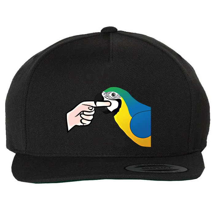 Love Hurts Blue And Gold Macaw Parrot Gift Wool Snapback Cap