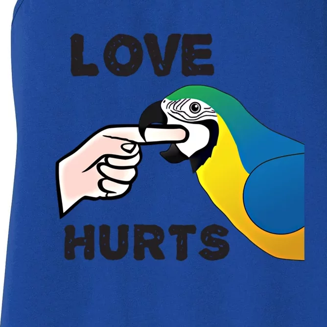 Love Hurts Blue And Gold Macaw Parrot Gift Women's Racerback Tank