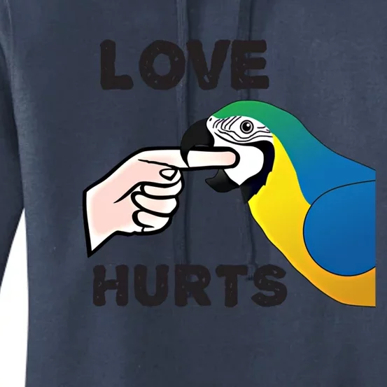 Love Hurts Blue And Gold Macaw Parrot Gift Women's Pullover Hoodie