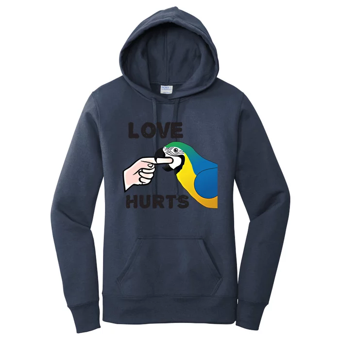 Love Hurts Blue And Gold Macaw Parrot Gift Women's Pullover Hoodie