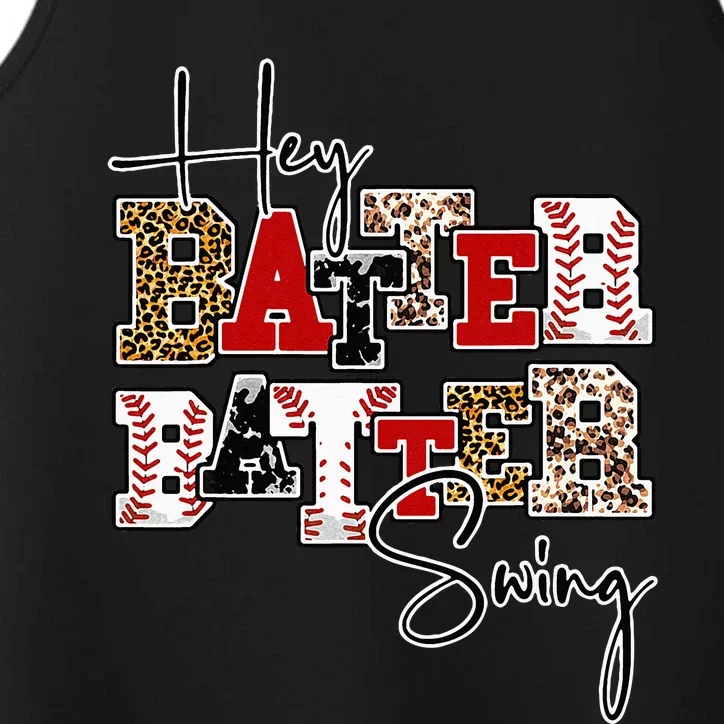 Leopard Hey Batter Batter Swing Funny Baseball Game Ballpark Performance Tank