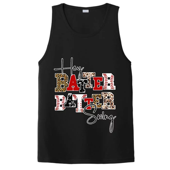 Leopard Hey Batter Batter Swing Funny Baseball Game Ballpark Performance Tank