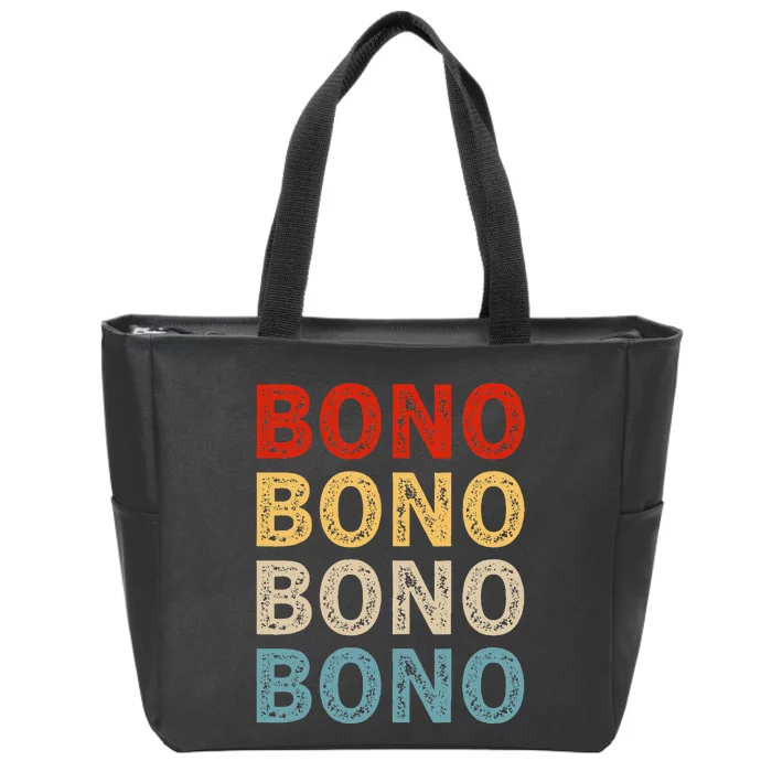 Love Heart Bono Grunge Vintage Style Black Bono Zip Tote Bag