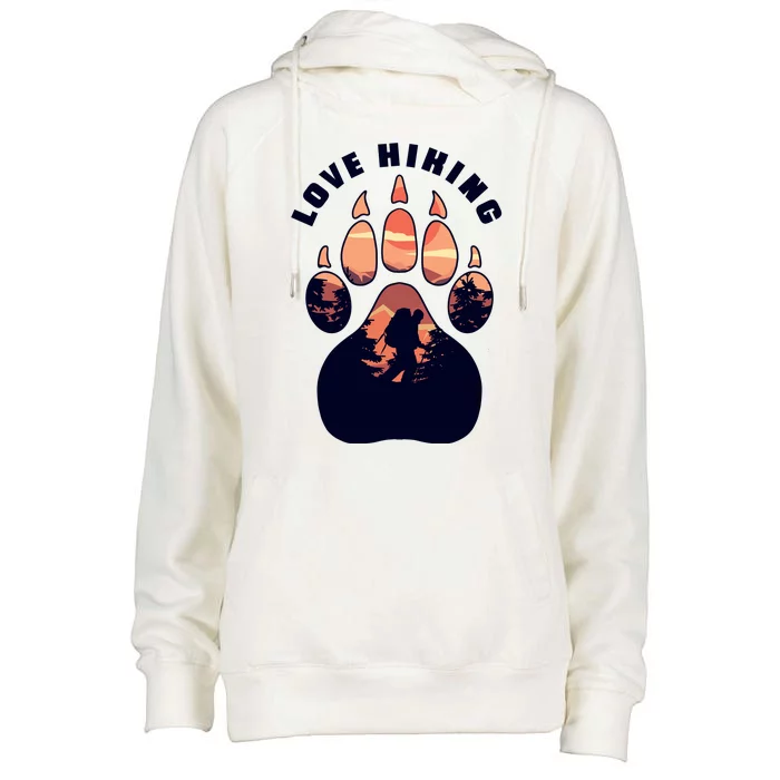 Love Hiking Bear Paw Womens Funnel Neck Pullover Hood