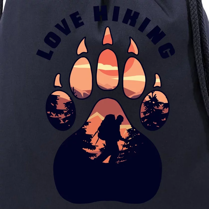 Love Hiking Bear Paw Drawstring Bag