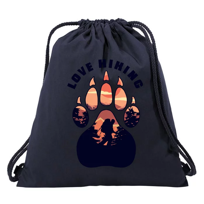 Love Hiking Bear Paw Drawstring Bag