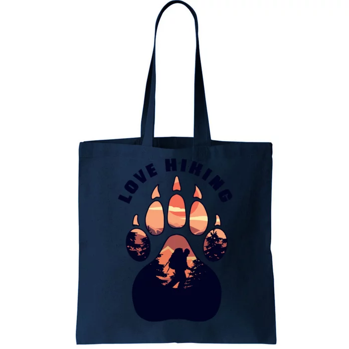 Love Hiking Bear Paw Tote Bag