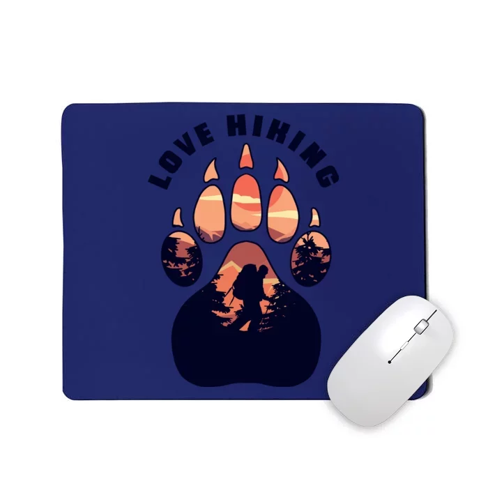 Love Hiking Bear Paw Mousepad