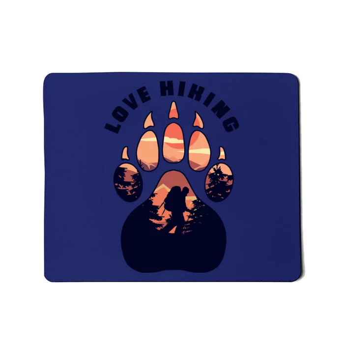 Love Hiking Bear Paw Mousepad